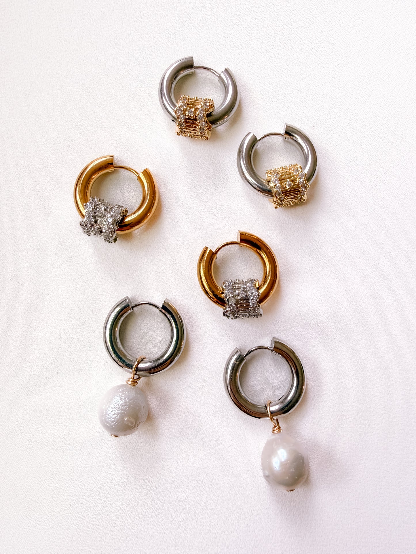 RAMONA EARRINGS - SILVER ON GOLD