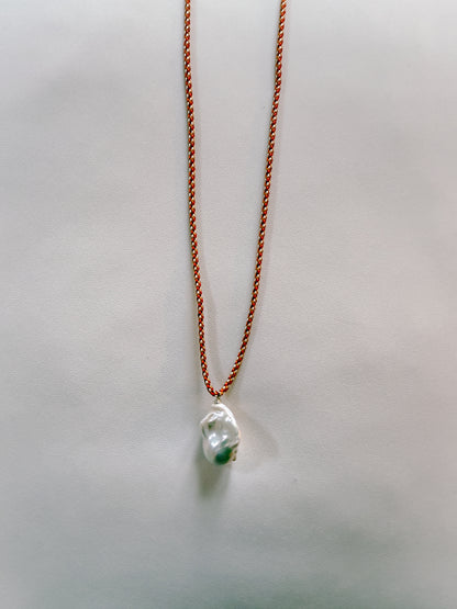 BAROQUE PEARL ON EMBER KUMIHIMO SILK