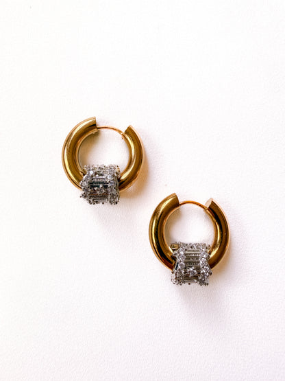 RAMONA EARRINGS - SILVER ON GOLD